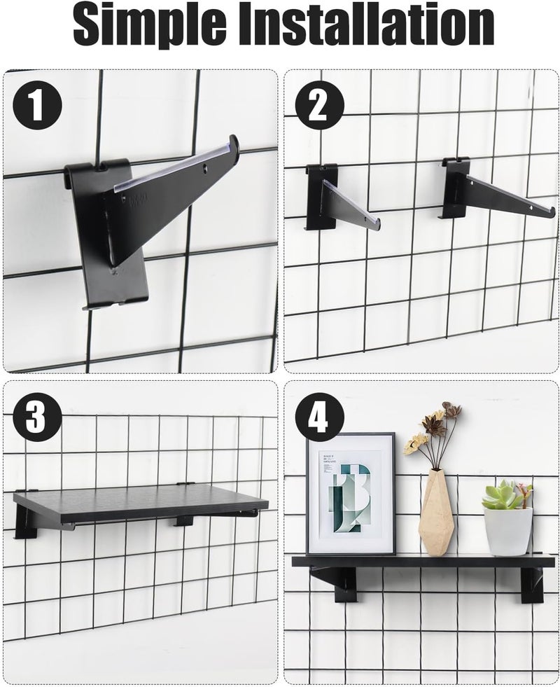 Alffun 12 PCS Gridwall Knife Shelf Bracket with Lip, 12" Metal Gridwall Brackets Hooks Heavy Duty Shelf Bracket Gridwall Accessories - Fits All 3" Grid Panels - Image 5